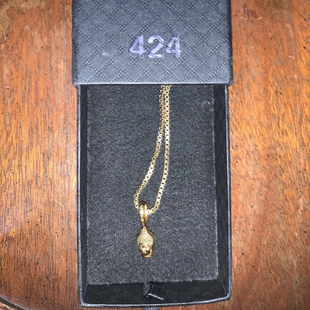 18k Vermeil buddah pendant with 24 in box chain